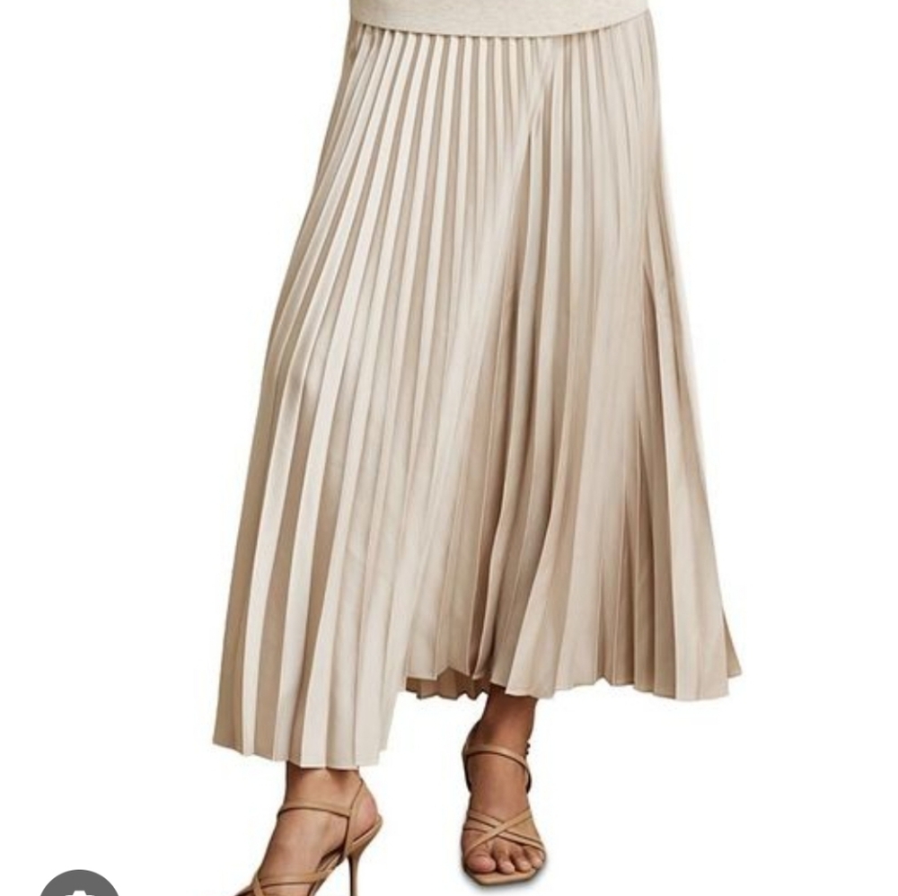 ANTONIO MELANI Beige Pleated Midi Skirt